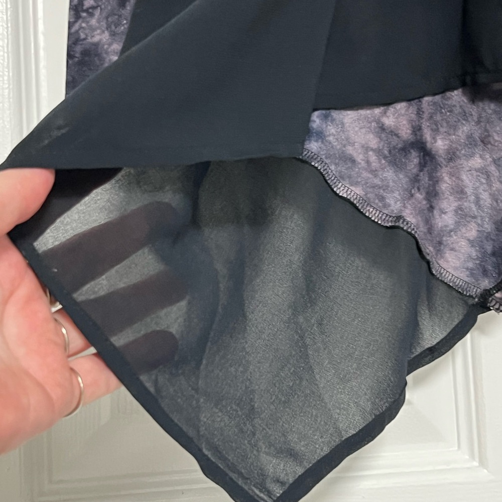 LOGO by Lori Goldstein Purple and Gray Cardigan Featuring Sheer Hem & Open Back. - Picture 6 of 15